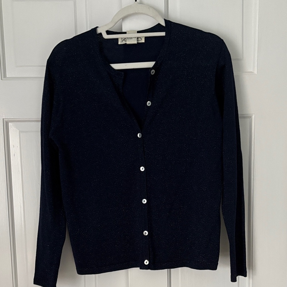 Classic Navy Dressy sparkle Cardigan Sweater